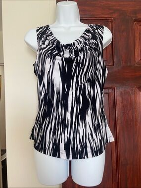 Calvin Klein Black & White Cowl Neck Sleeveless Top